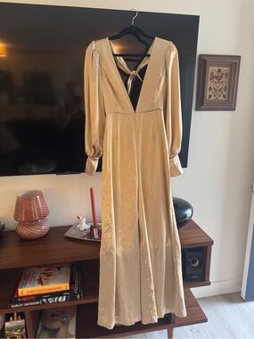 NWT Anthropologie Gold Metallic Jumpsuit